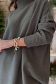 Charli Honeycomb Oversized Turtle Knit Khaki